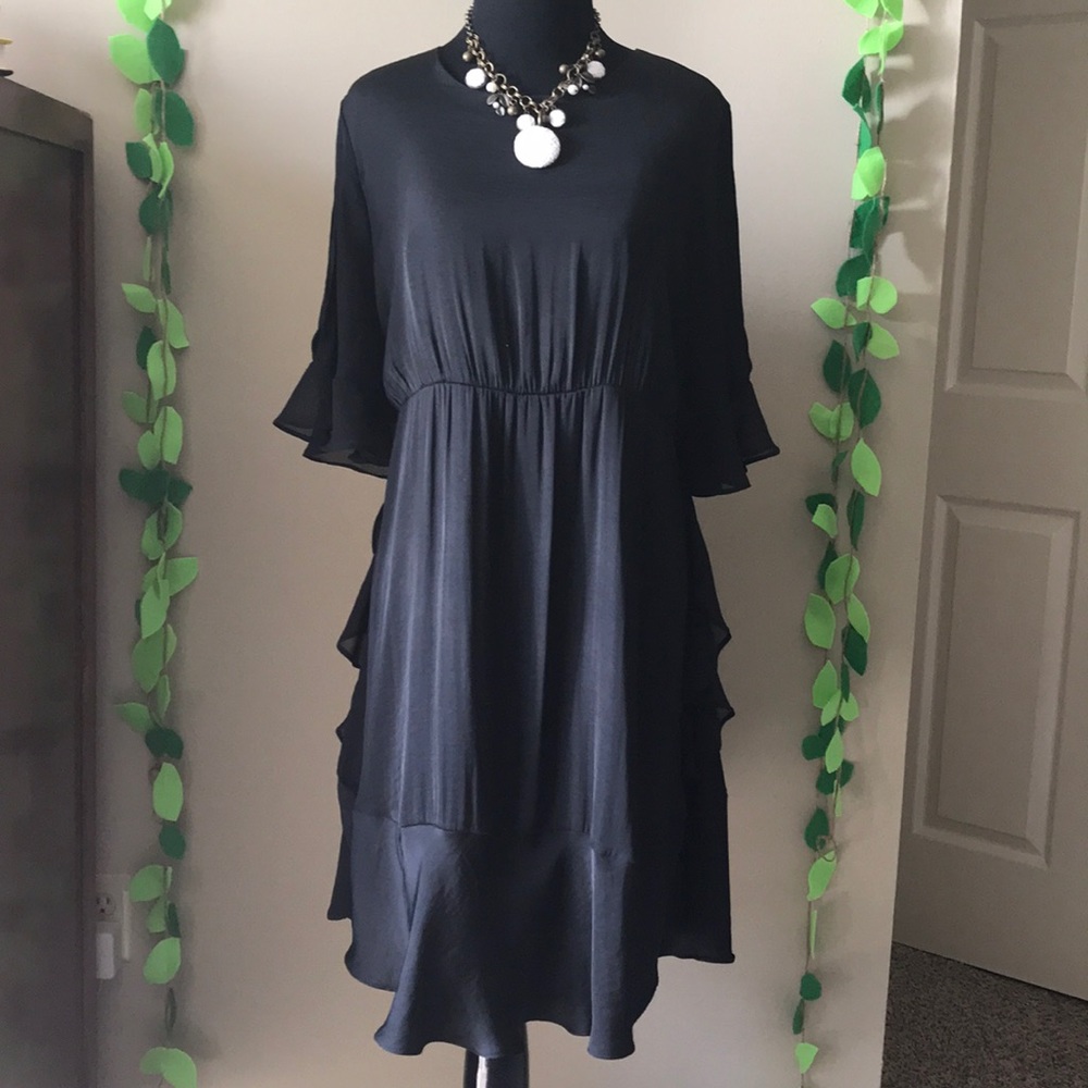 Black dress with modest ruffles